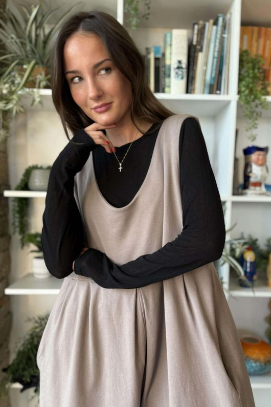 Essential Cashmere Blend Sheer Layering Top Black 