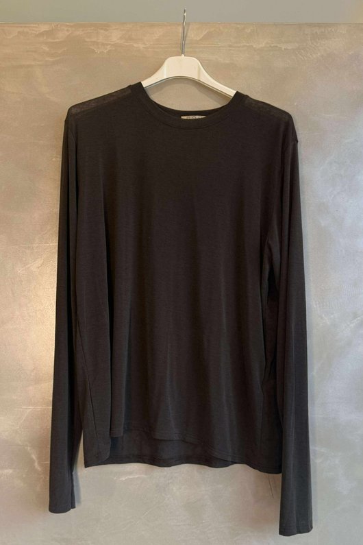 Essential Cashmere Blend Sheer Layering Top Chocolate /8=