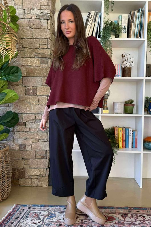 Essential Cashmere Blend Sheer Layering Top Dusky Nude