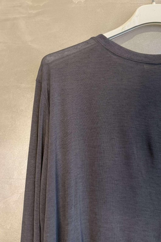Essential Cashmere Blend Sheer Layering Top Graphite /14=