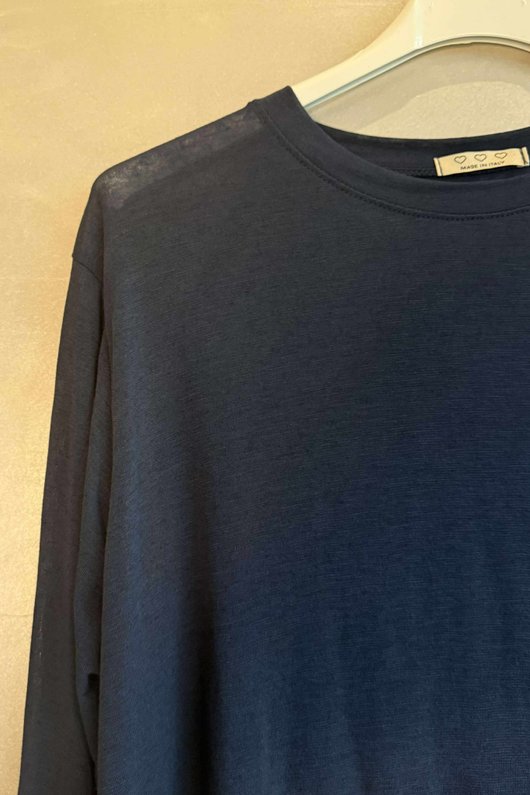 Essential Cashmere Blend Sheer Layering Top Navy /14=