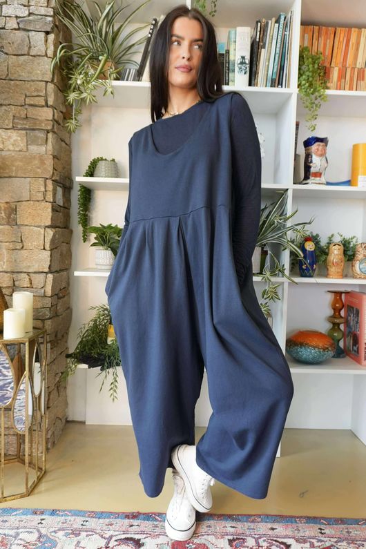 Essential Cashmere Blend Sheer Layering Top Navy /2=