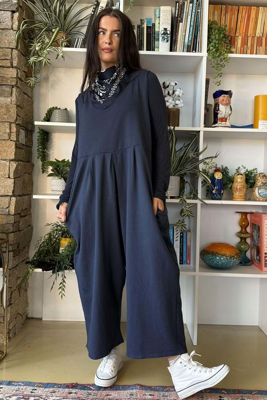 Essential Cashmere Blend Sheer Layering Top Navy /2=