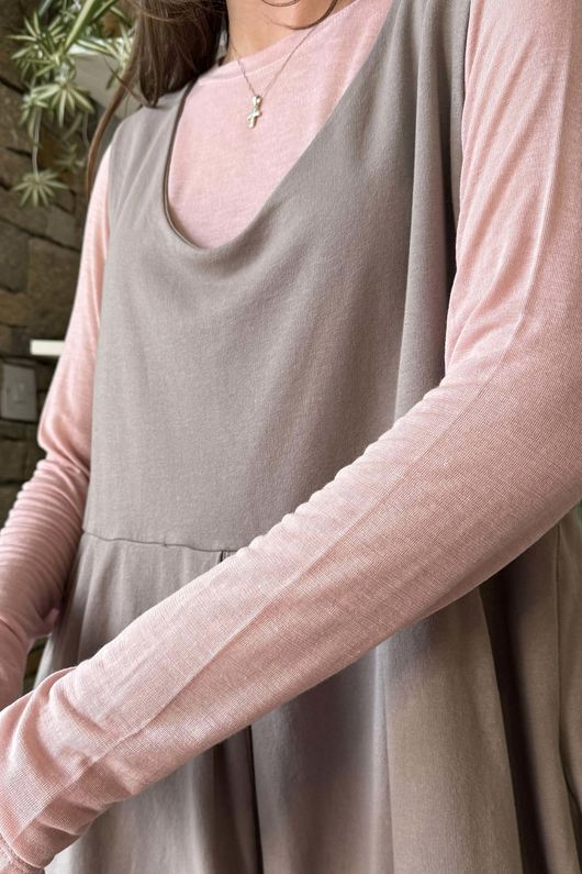 Essential Cashmere Blend Sheer Layering Top Rose - - 