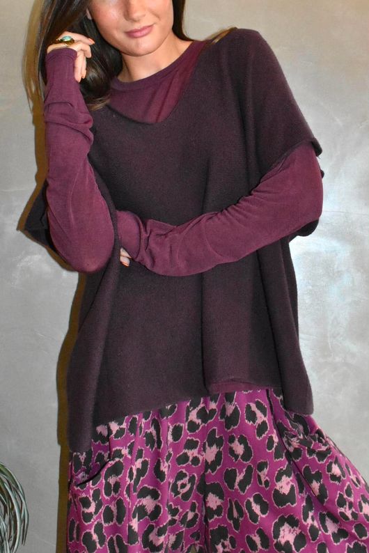 Essential Cashmere Blend Layering Top Damson 