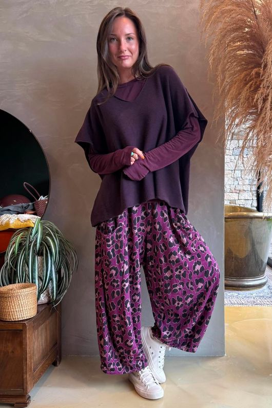 Essential Cashmere Blend Sheer Layering Top Damson 