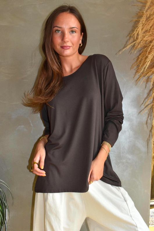 Essential Jersey Layering Long Sleeve Top Chocolate