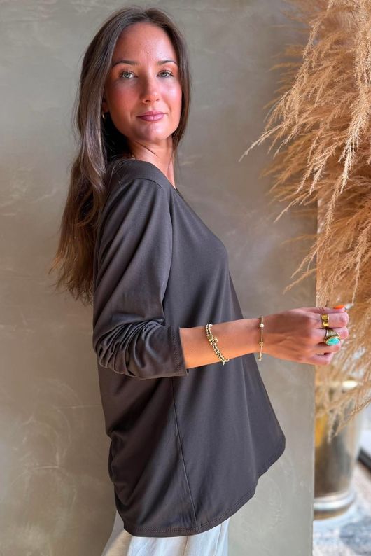 Essential Jersey Layering Long Sleeve Top Chocolate