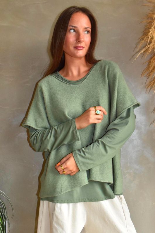 Essential Jersey Layering Long Sleeve Top Khaki 