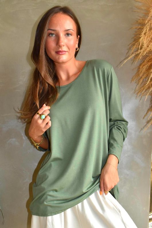 Essential Jersey Layering Long Sleeve Top Khaki