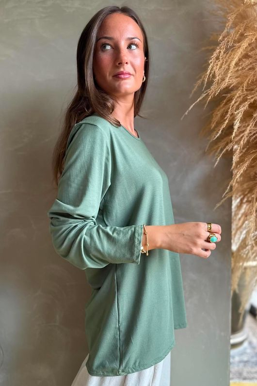 Essential Jersey Layering Long Sleeve Top Khaki