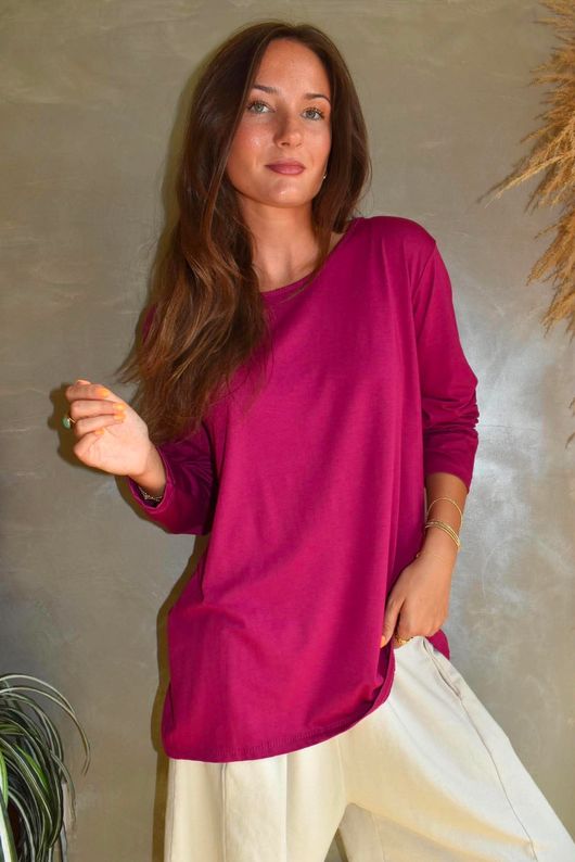 Essential Jersey Layering Long Sleeve Top Magenta
