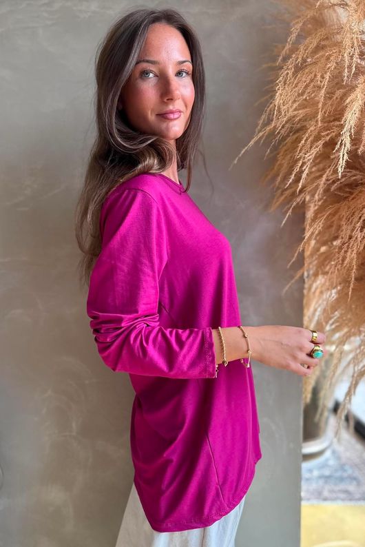 Essential Jersey Layering Long Sleeve Top Magenta