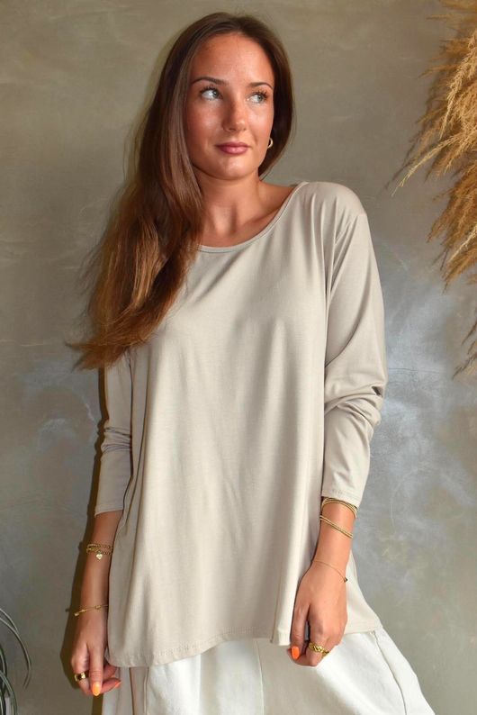 Essential Jersey Layering Long Sleeve Top Stone