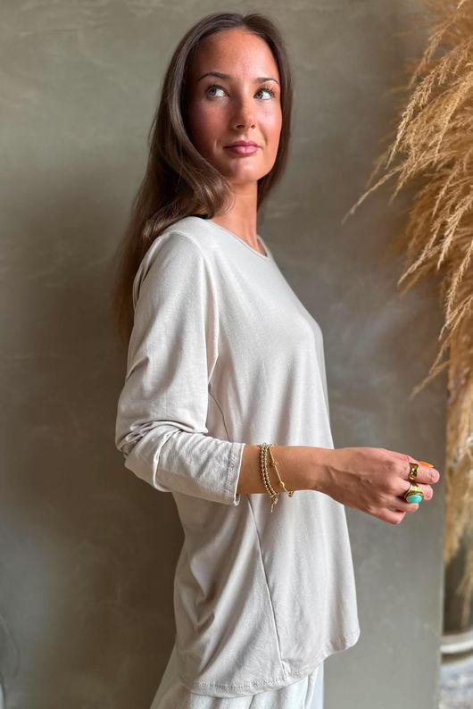 Essential Jersey Layering Long Sleeve Top Stone