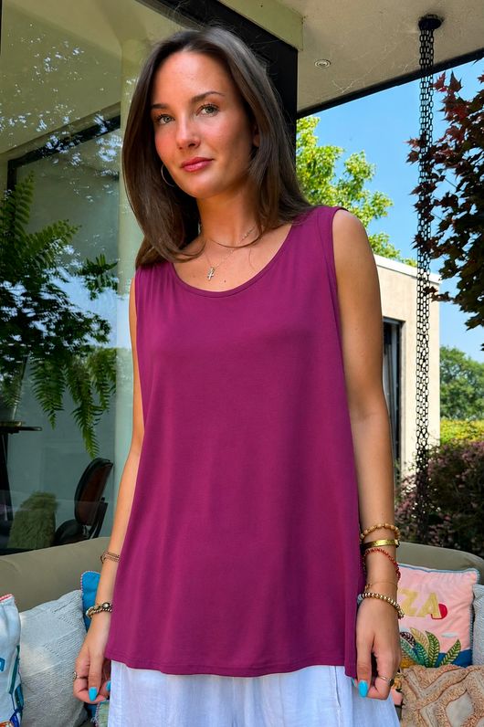 Essential Jersey Layering Vest Deep Magenta