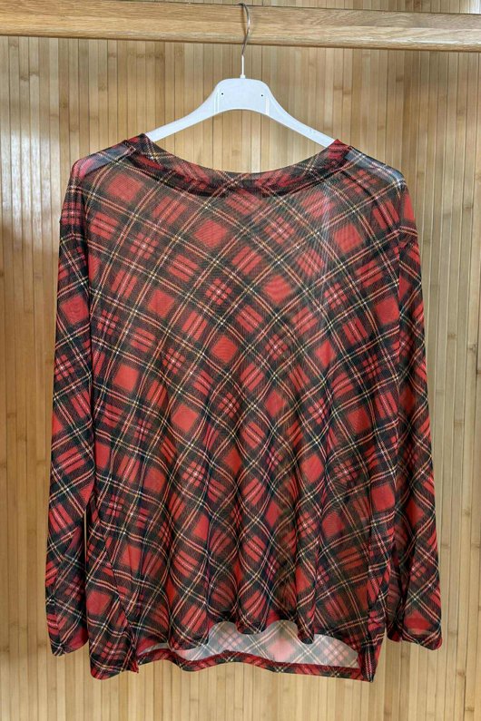 Bobby Mesh Layering Top Tartan Red /100= pre order approx 1 week