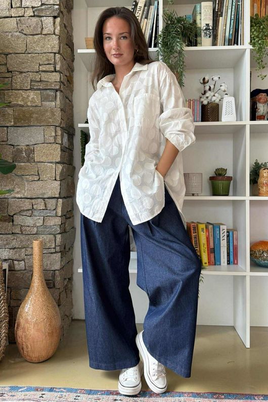 Essential Stretch Flat Front Wide Leg Jean Dark 