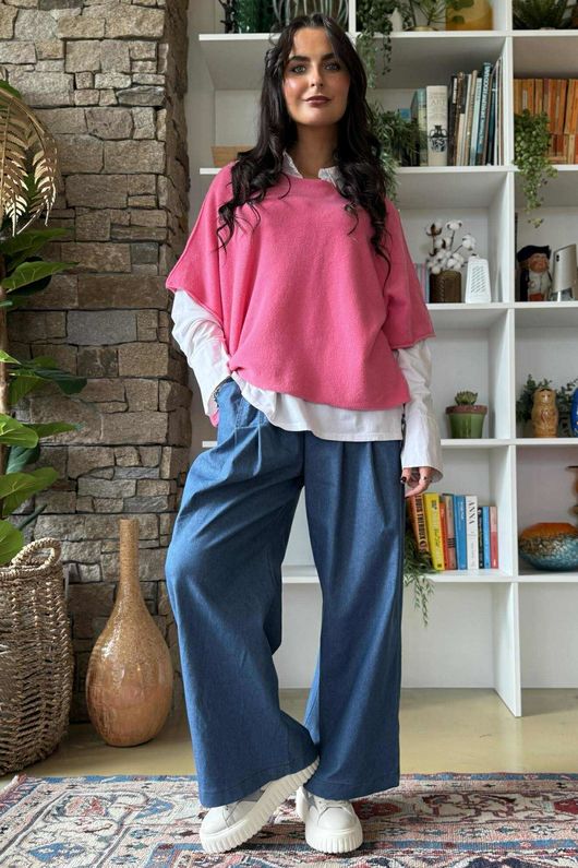 Essential Stretch Flat Front Wide Leg Jean Mid /40