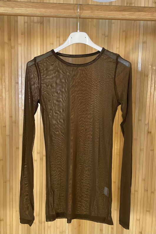Essential Stretch Mesh Layering Top Brown -