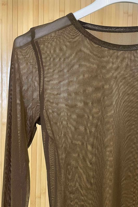 Essential Stretch Mesh Layering Top Brown /20=