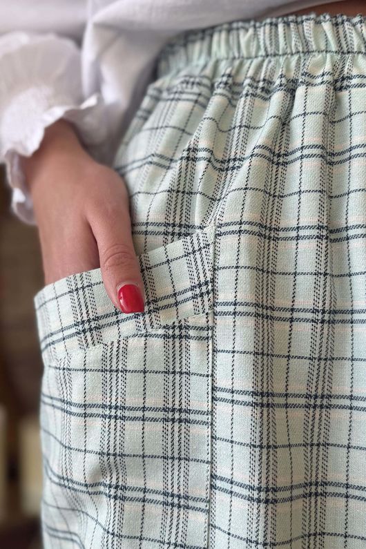 Felix Plaid Shelby Barrel Pant Mint