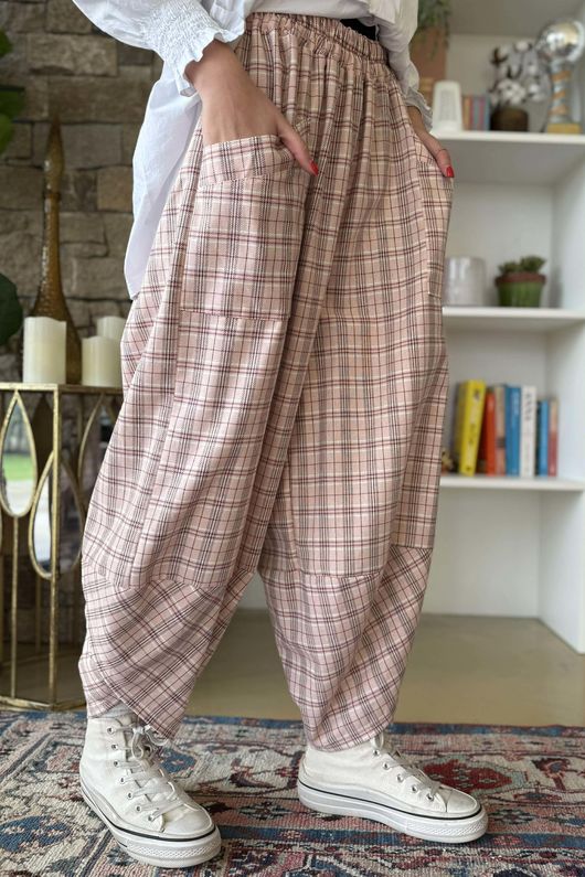 Felix Plaid Shelby Barrel Pant Rose **