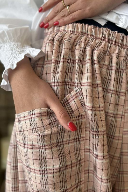 Felix Plaid Shelby Barrel Pant Rose **