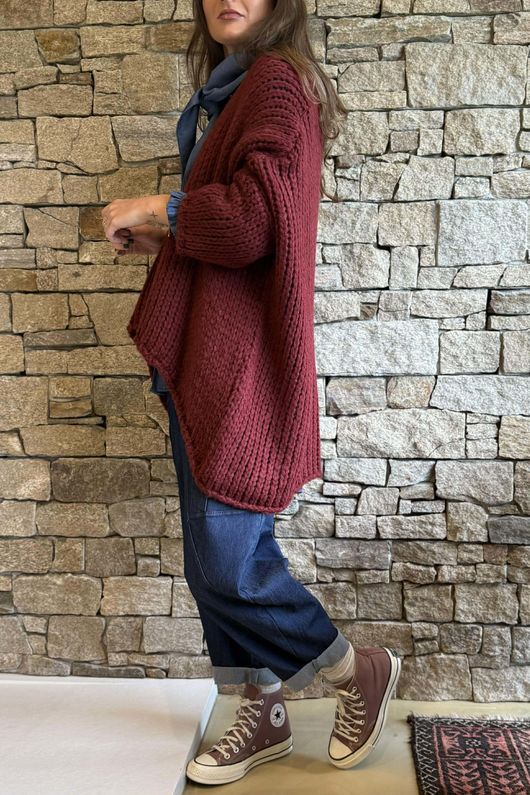 Fisherman Grunge Knit Burgundy