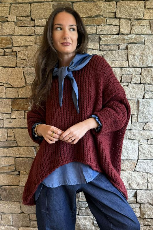 Fisherman Grunge Knit Burgundy