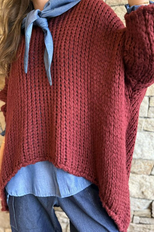 Fisherman Grunge Knit Burgundy