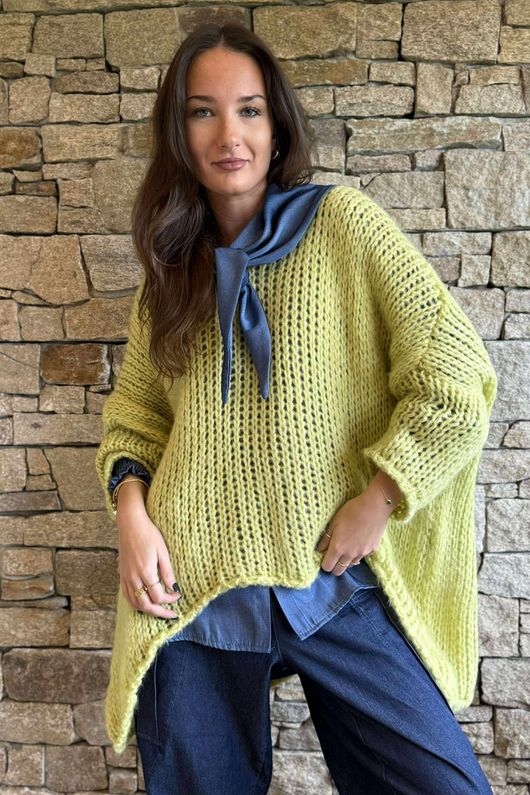 Fisherman Grunge Knit Soft Lime /2=