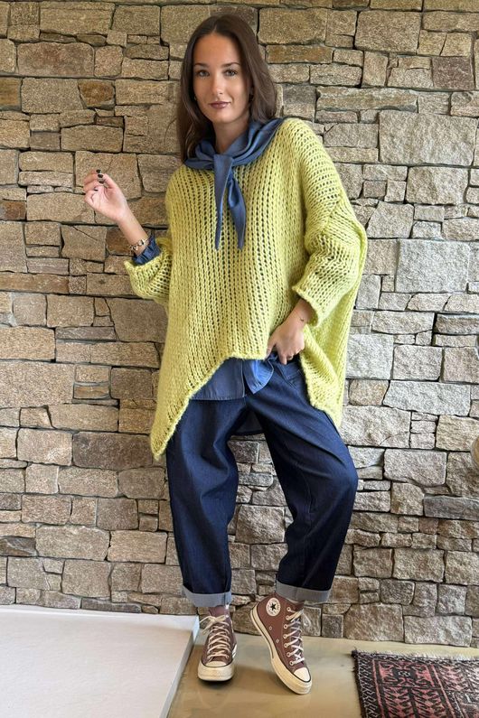 Fisherman Grunge Knit Soft Lime /2=