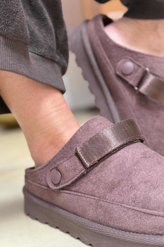 Flatform Suedette Clog Chocolate