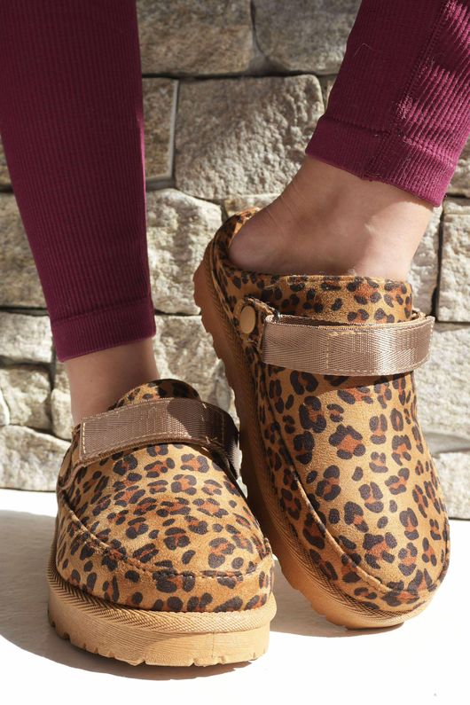 Flatform Suedette Clog Leopard