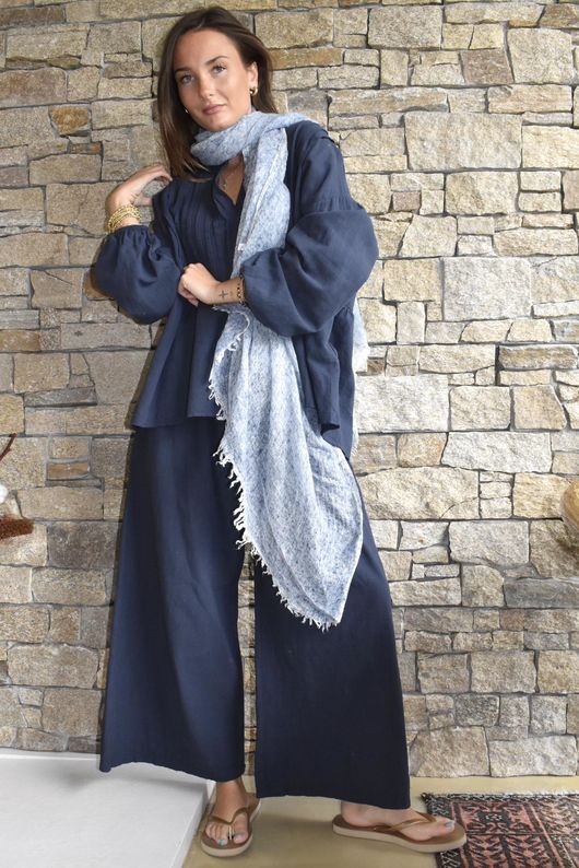 Frame Cotton Classic Pin Tuck Smock Navy