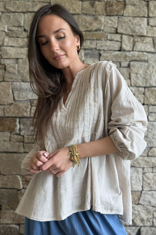 Frame Cotton Classic Pin Tuck Smock Stone