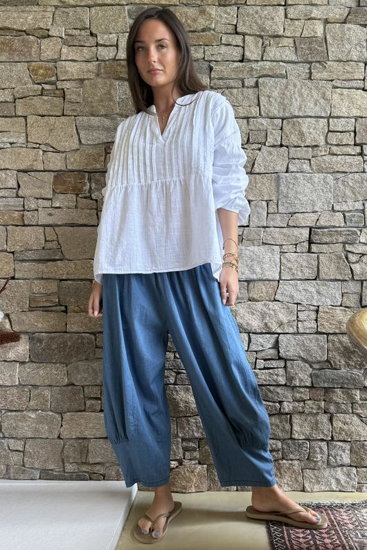 Frame Cotton Classic Pin Tuck Smock White