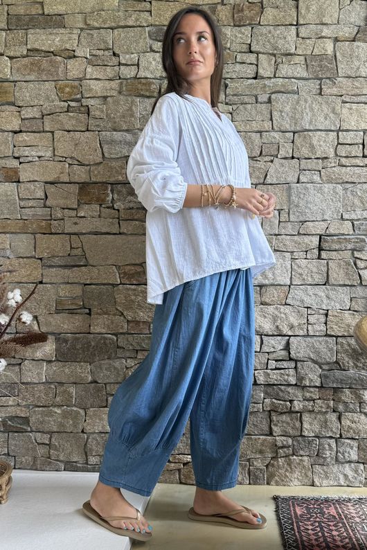 Frame Cotton Classic Pin Tuck Smock White