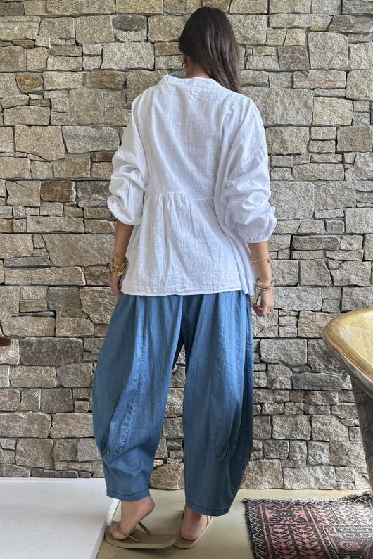 Frame Cotton Classic Pin Tuck Smock White