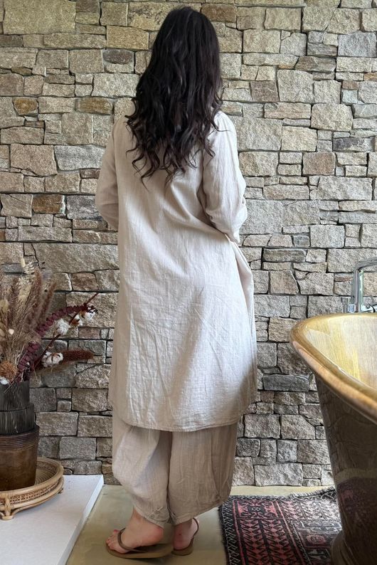 Frame Cotton Pocketed A Line Dress Stone