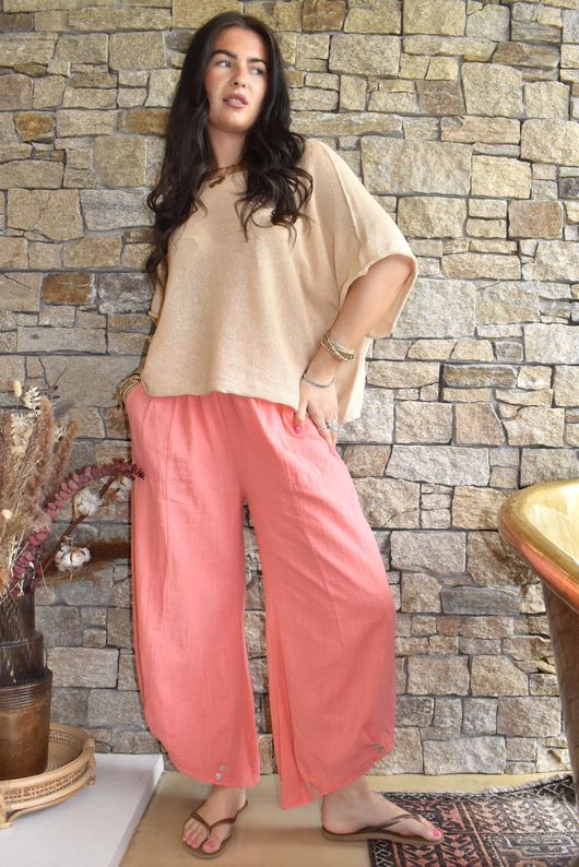 Frame Cotton Slant Pant Coral