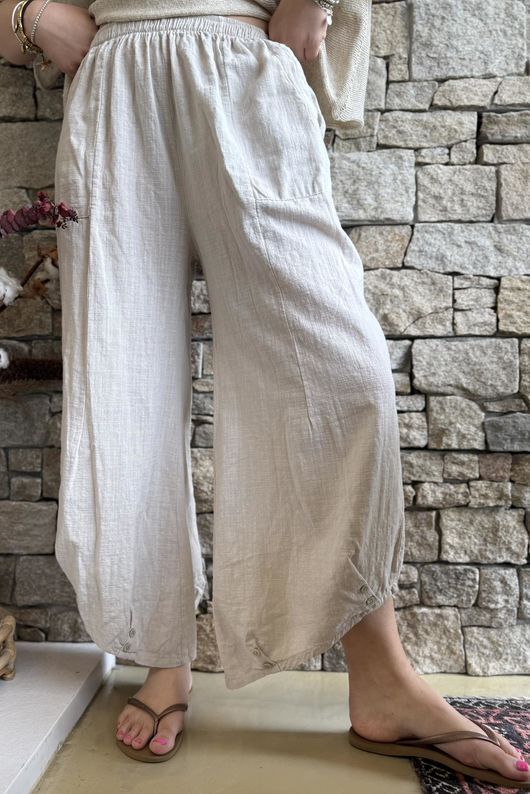 Frame Cotton Slant Pant Stone