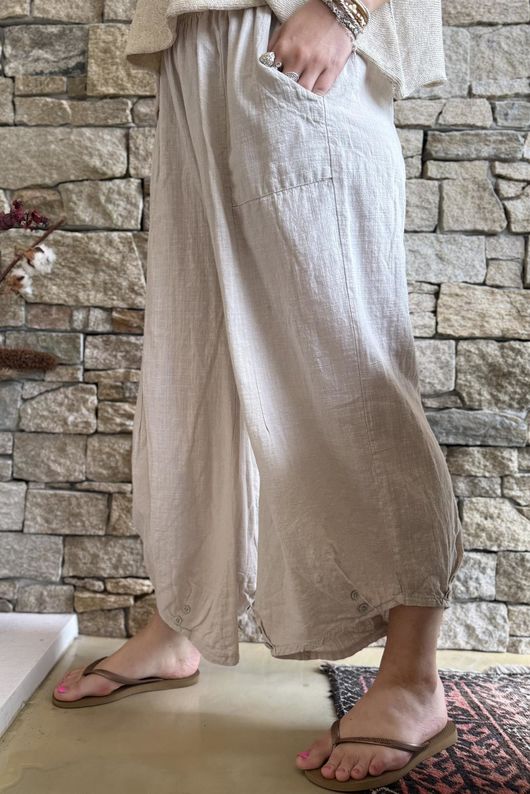 Frame Cotton Slant Pant Stone