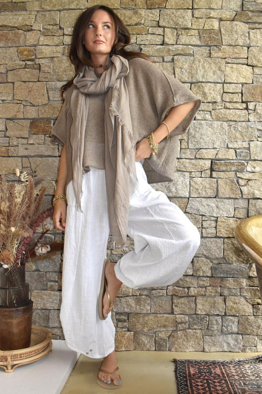Frame Cotton Slant Pant White