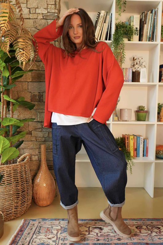 Frankie Waffle Box Knit Chili /25=