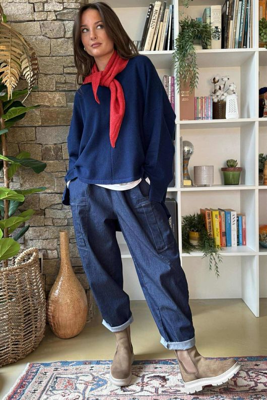 Frankie Waffle Box Knit French Navy /25=