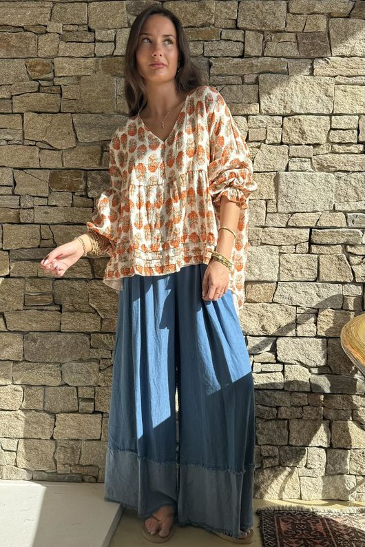Frisco Deep Cuff Chambray Wide Leg Pant Mid - 
