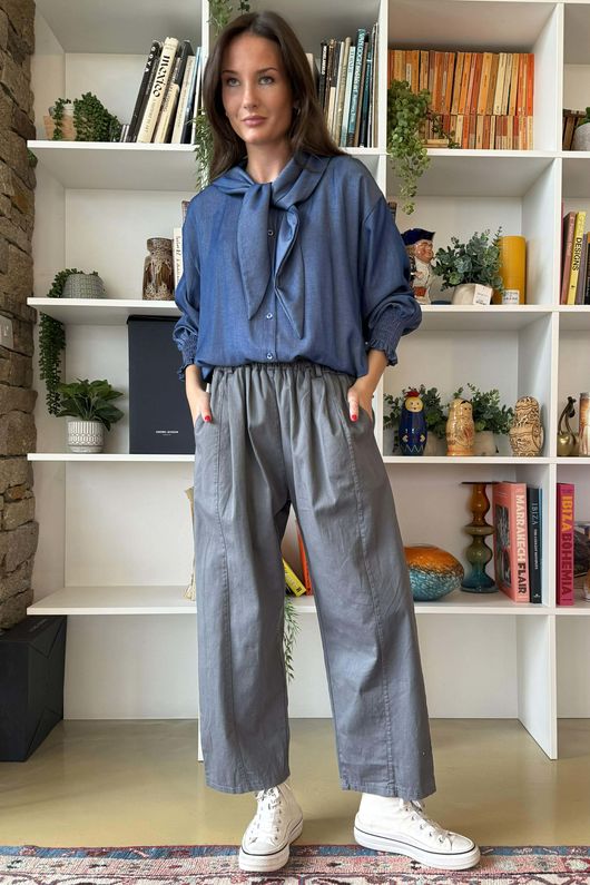 Gaberdine Barrel Pant Charcoal 