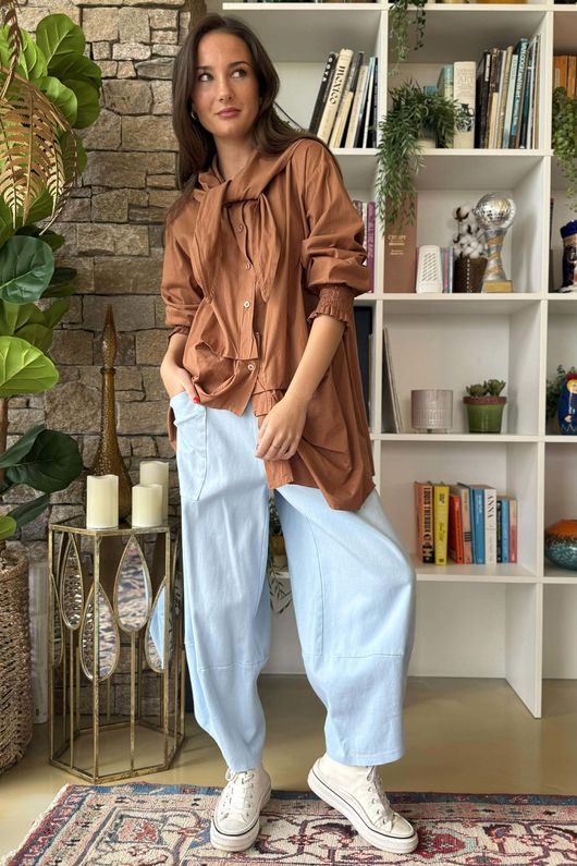 Gaberdine Barrel Pant Denim 